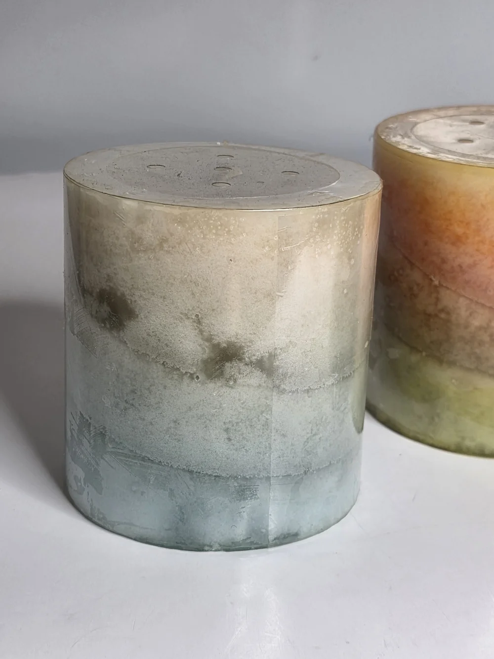DW Home Capri Ombre Pillar Candle Set in Blue, Orange & Green